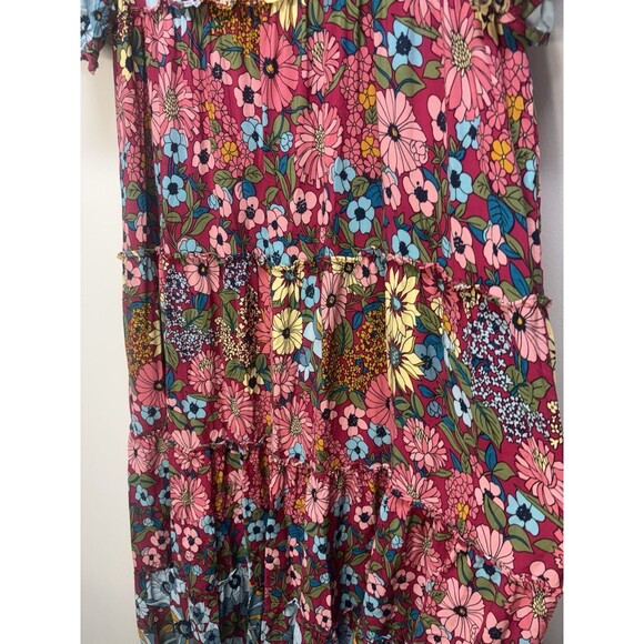 Natural Life Womens Collette Tiered  Maxi Dress Floral Boho Cottage Rayon Sz L - Picture 6 of 16